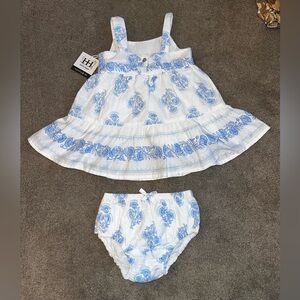 NWT Haute Hippie Infant size 12 months Two-Piece Blue & White Floral Dress